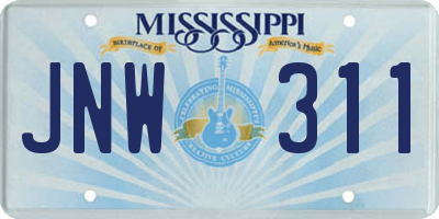 MS license plate JNW311