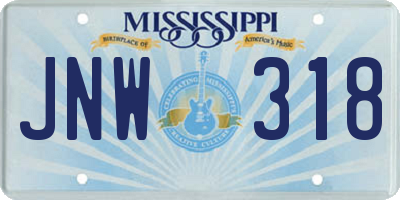 MS license plate JNW318
