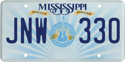 MS license plate JNW330