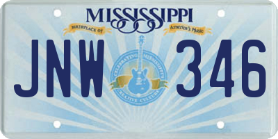 MS license plate JNW346