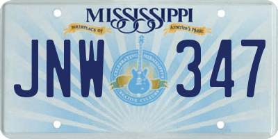 MS license plate JNW347
