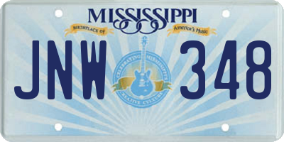MS license plate JNW348