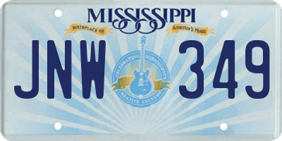 MS license plate JNW349