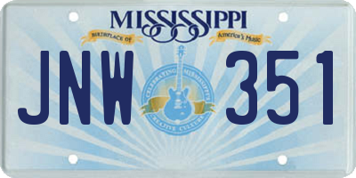 MS license plate JNW351