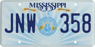 MS license plate JNW358