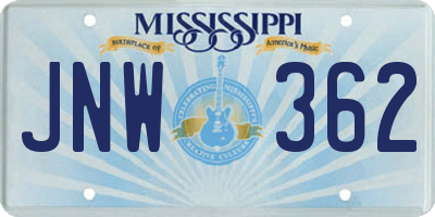 MS license plate JNW362