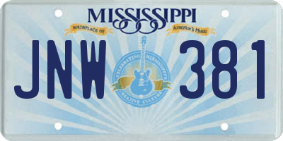 MS license plate JNW381
