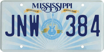 MS license plate JNW384