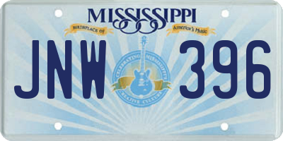 MS license plate JNW396