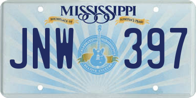MS license plate JNW397