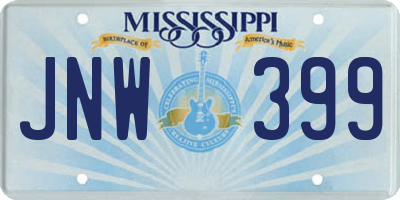 MS license plate JNW399
