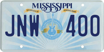 MS license plate JNW400