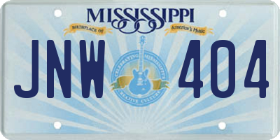 MS license plate JNW404