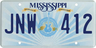 MS license plate JNW412