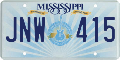 MS license plate JNW415