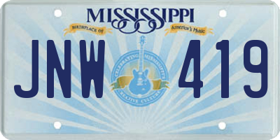 MS license plate JNW419