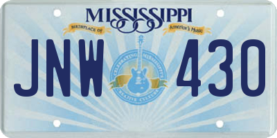 MS license plate JNW430