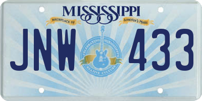 MS license plate JNW433