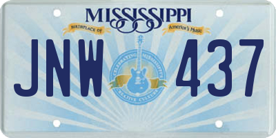 MS license plate JNW437