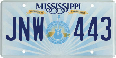 MS license plate JNW443