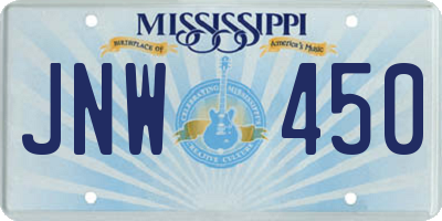 MS license plate JNW450