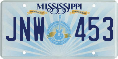 MS license plate JNW453