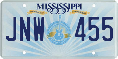 MS license plate JNW455