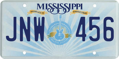 MS license plate JNW456