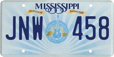 MS license plate JNW458