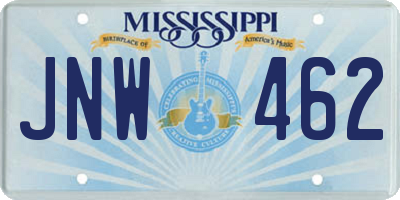 MS license plate JNW462