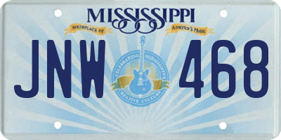 MS license plate JNW468