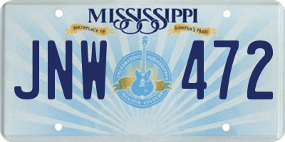 MS license plate JNW472