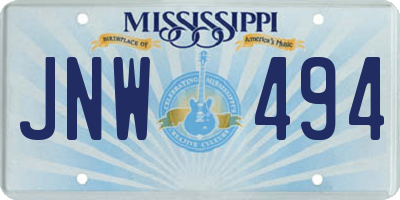 MS license plate JNW494