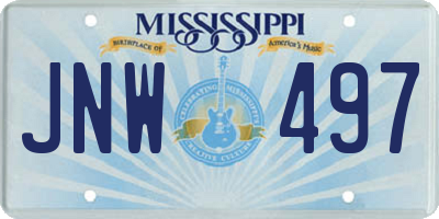 MS license plate JNW497