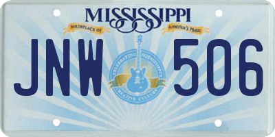 MS license plate JNW506