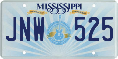 MS license plate JNW525