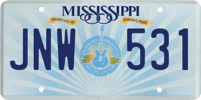 MS license plate JNW531
