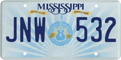 MS license plate JNW532