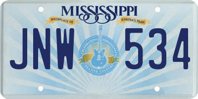 MS license plate JNW534
