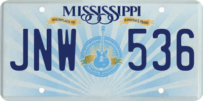 MS license plate JNW536