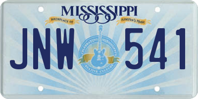 MS license plate JNW541