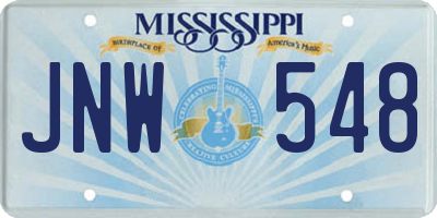 MS license plate JNW548