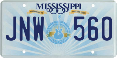 MS license plate JNW560