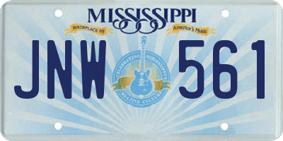 MS license plate JNW561