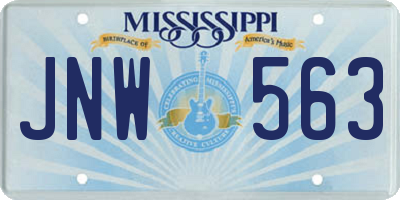 MS license plate JNW563