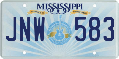 MS license plate JNW583