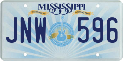 MS license plate JNW596