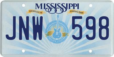 MS license plate JNW598