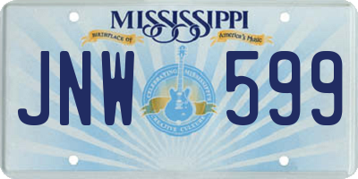 MS license plate JNW599