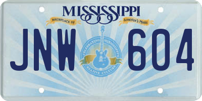 MS license plate JNW604